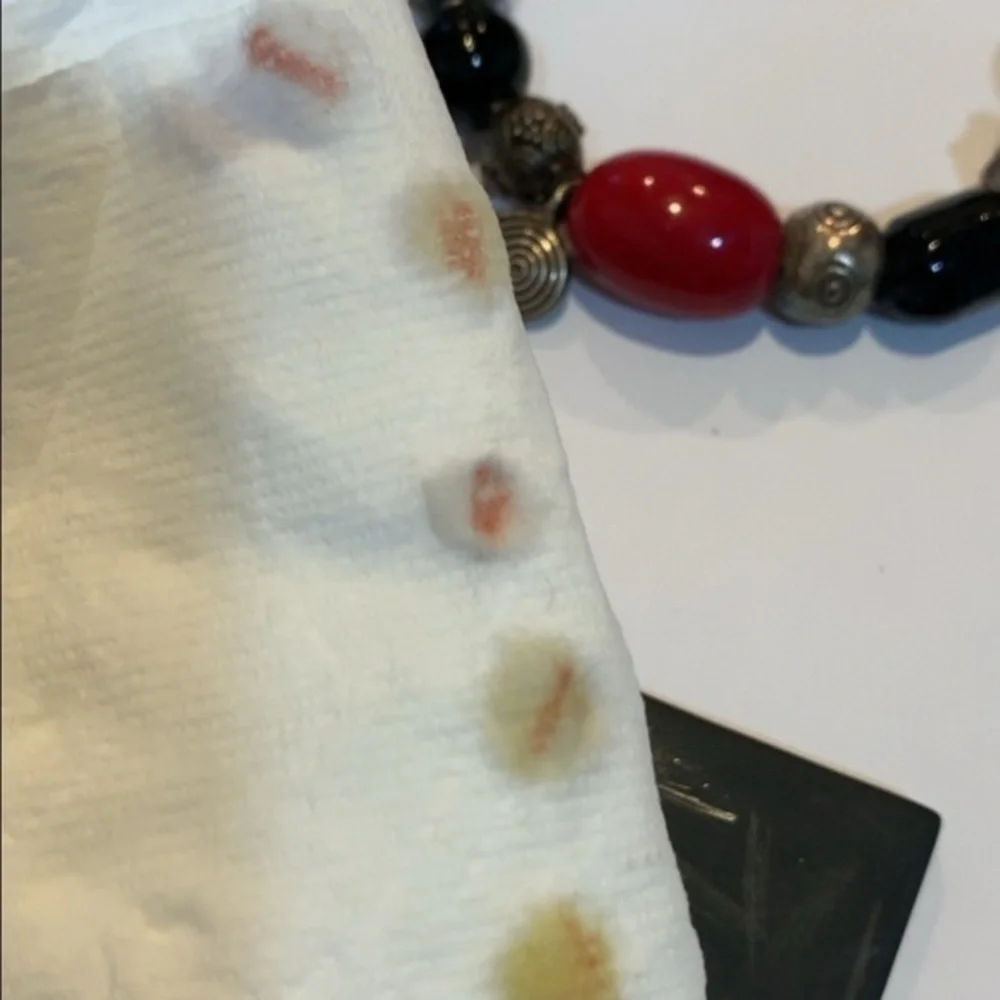 Sterling silver 925 natural red black stone charm